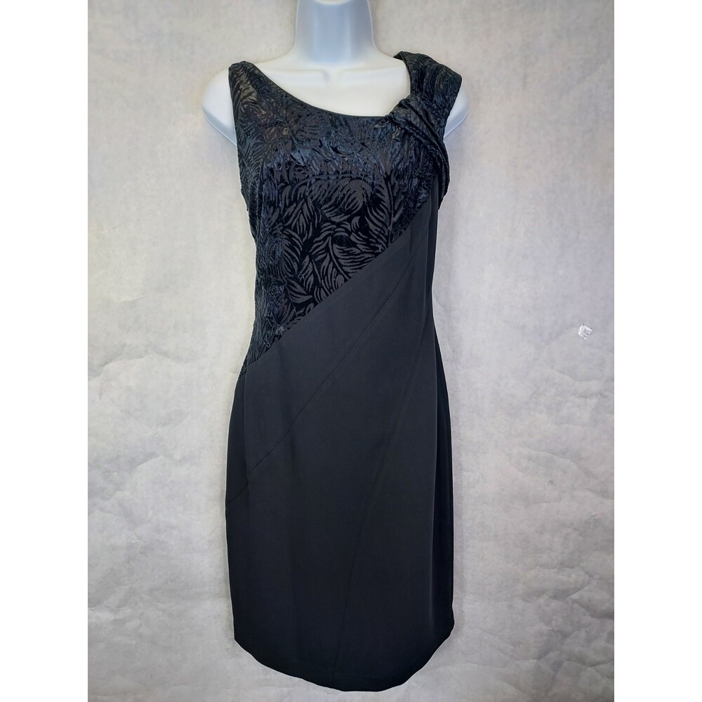 Bianca Nygard Bodycon Dress Womens 6 Knee Length Velvet Burnout Black Whimsigoth